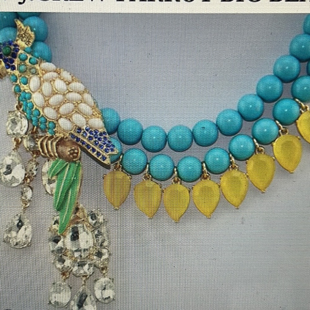 J.Crew Parrot 🦜 Big Beaded Necklace,Never Worn,Adjustable Stunning 😍 - Picture 2 of 7